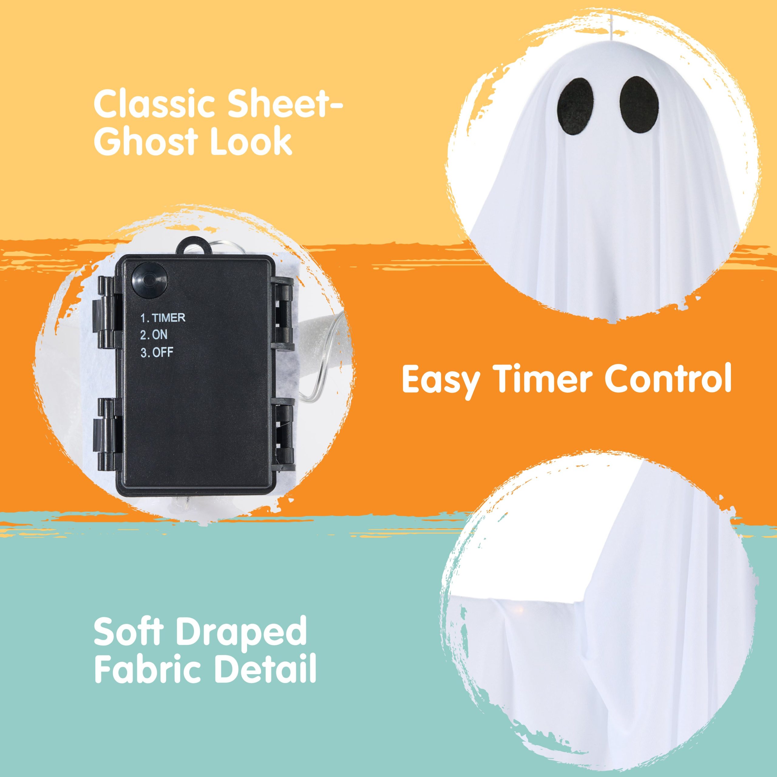 JOYIN 3 Pack 35 LED Glowing Hanging Ghosts for Halloween Yard Decor - Image 2