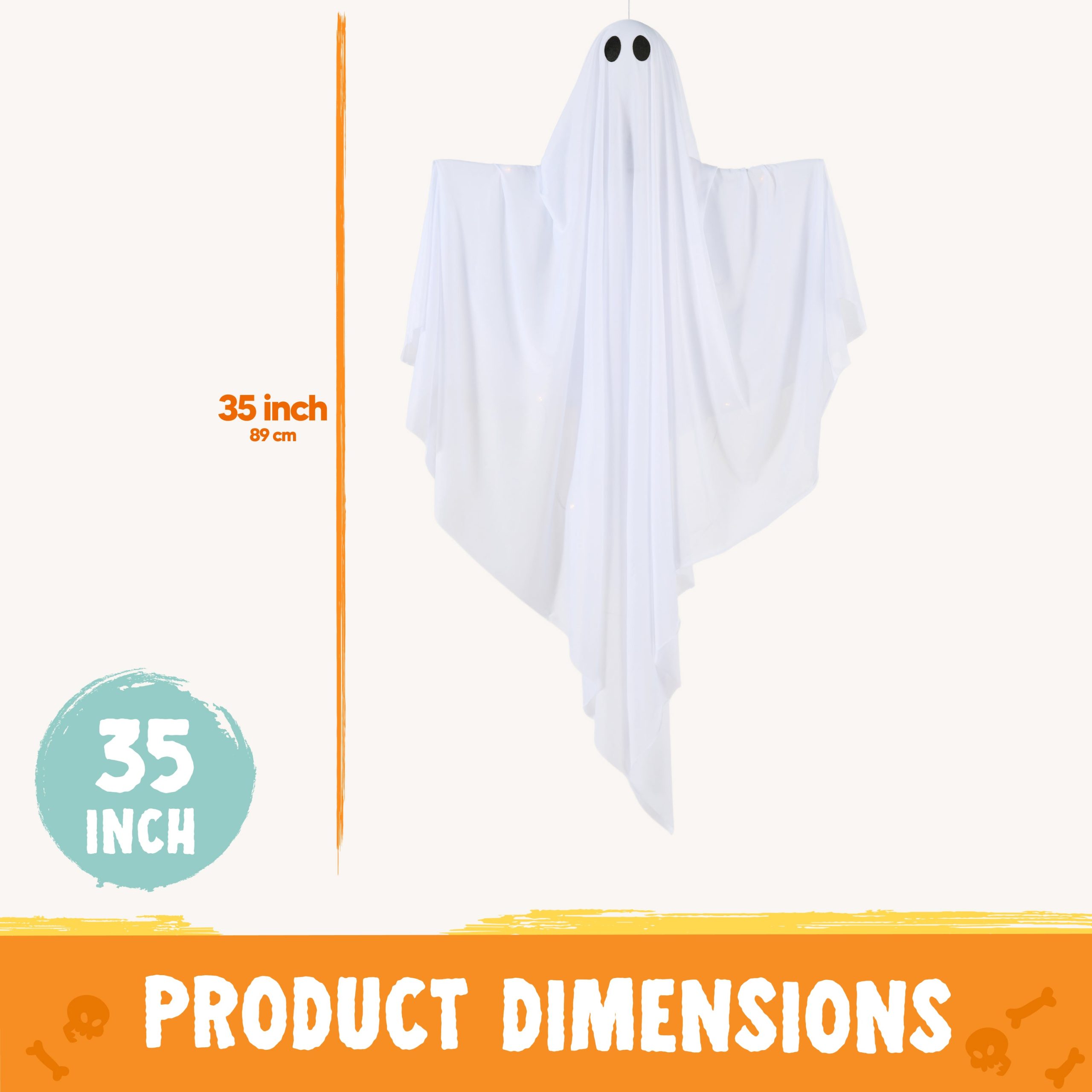 JOYIN 3 Pack 35 LED Glowing Hanging Ghosts for Halloween Yard Decor - Image 3