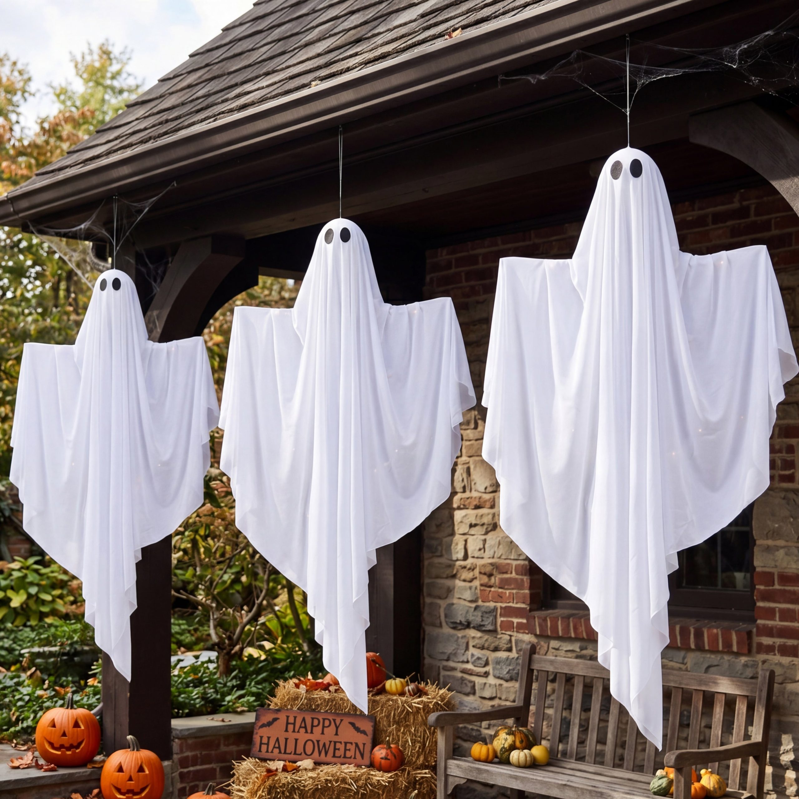 JOYIN 3 Pack 35 LED Glowing Hanging Ghosts for Halloween Yard Decor - Image 6