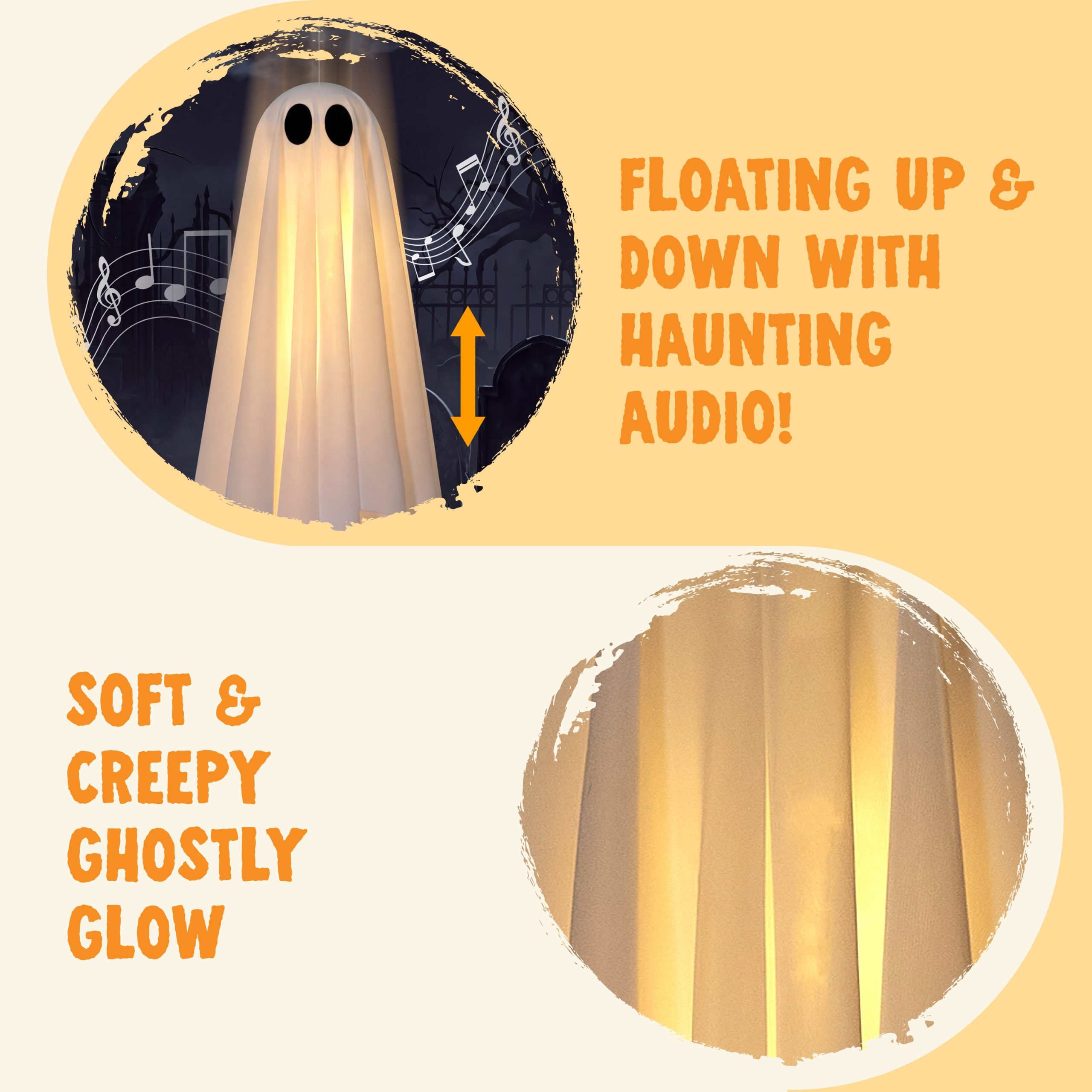 JOYIN 2 Pack 20 Inch Animated Halloween Hanging Ghost with LED Lights - Image 2