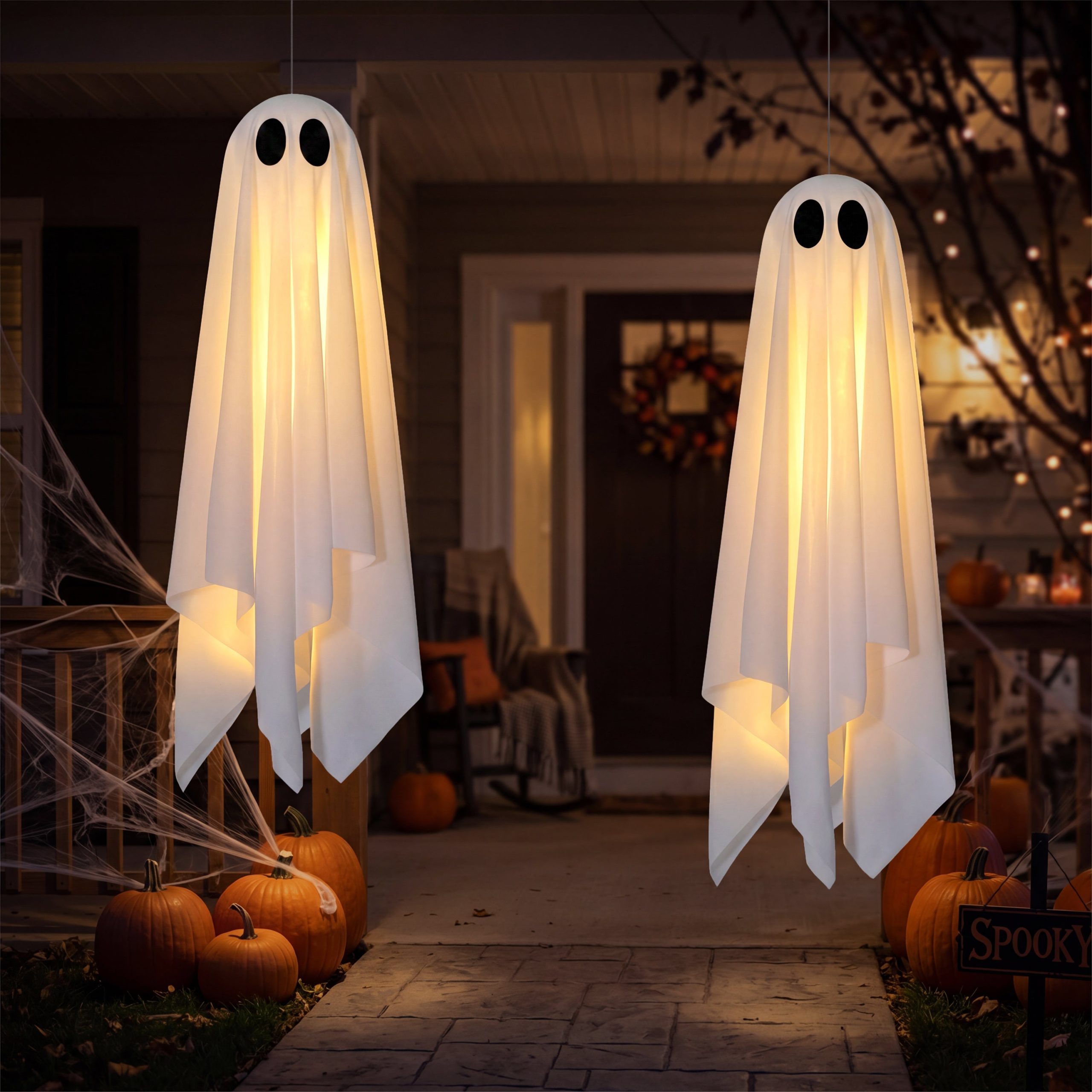 JOYIN 2 Pack 20 Inch Animated Halloween Hanging Ghost with LED Lights - Image 8