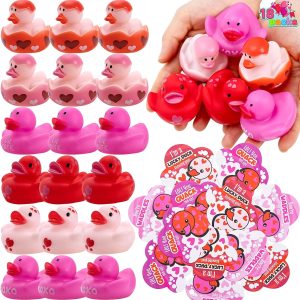 18Pcs Kids Valentines Day Cards with Rubber Ducks-Classroom Exchange Gifts