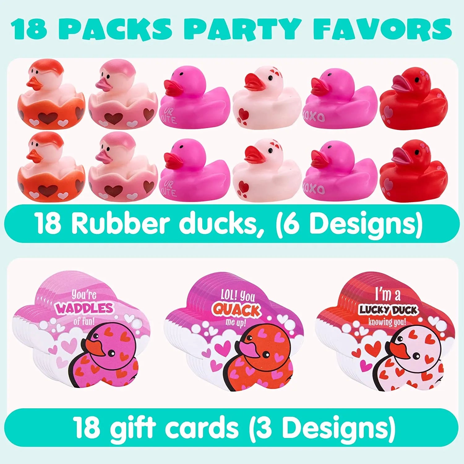 18Pcs Kids Valentines Day Cards with Rubber Ducks-Classroom Exchange Gifts - Image 3