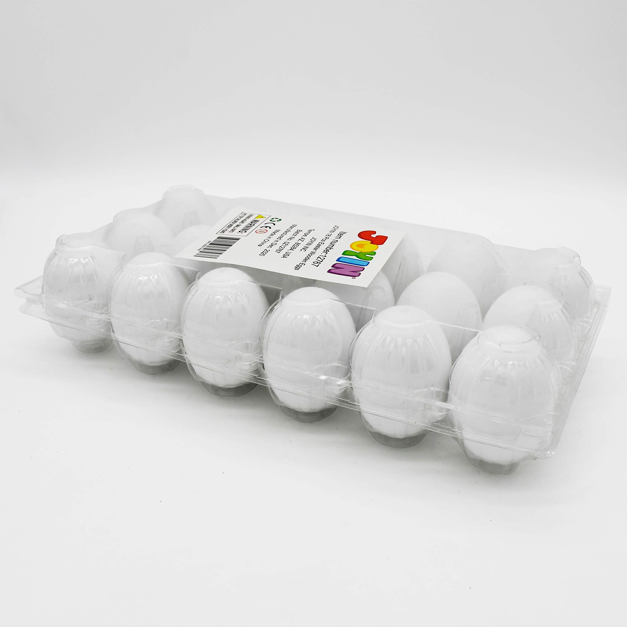 18 Pcs White Wooden Easter Eggs for DIY Decor & Craft Activities - Image 2
