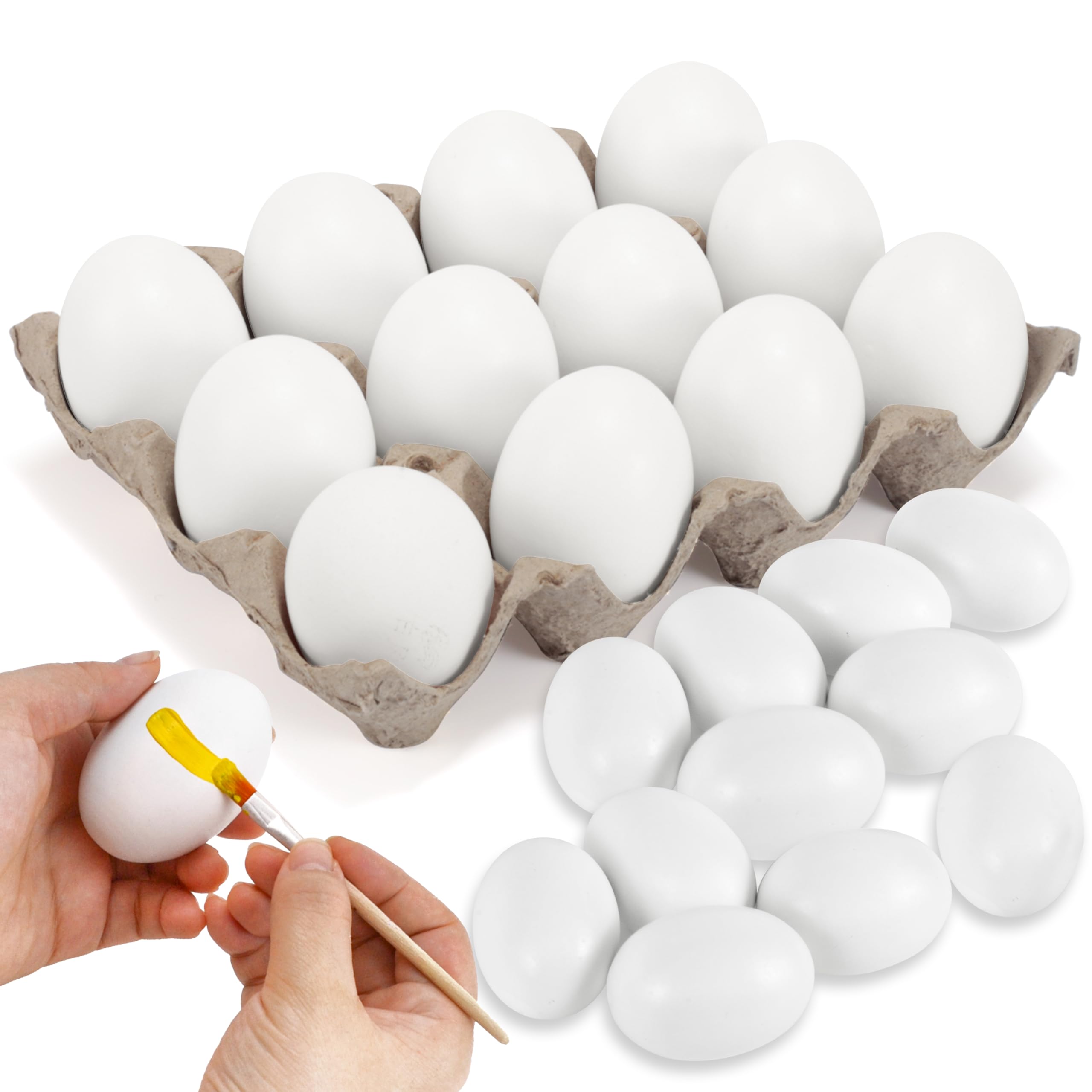 18 Pcs White Wooden Easter Eggs for DIY Decor & Craft Activities - Image 9