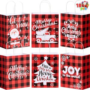 18 PCS Christmas White Kraft Bags with Handles
