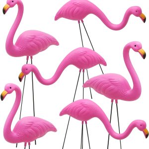 Small Pink Flamingo Yard Ornament, Set 6