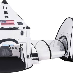 White Rocket Ship Pop Up Play Tent With Tunnel