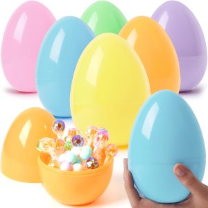 6 Pcs Large Pastel Easter Eggs - 6 Inches Jumbo Plastic Eggs Fillable for Easter Hunt