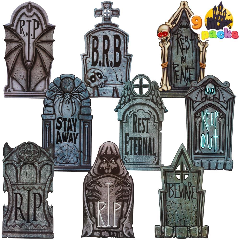 16 9 Pcs Halloween Tombstones Decorations - Image 2