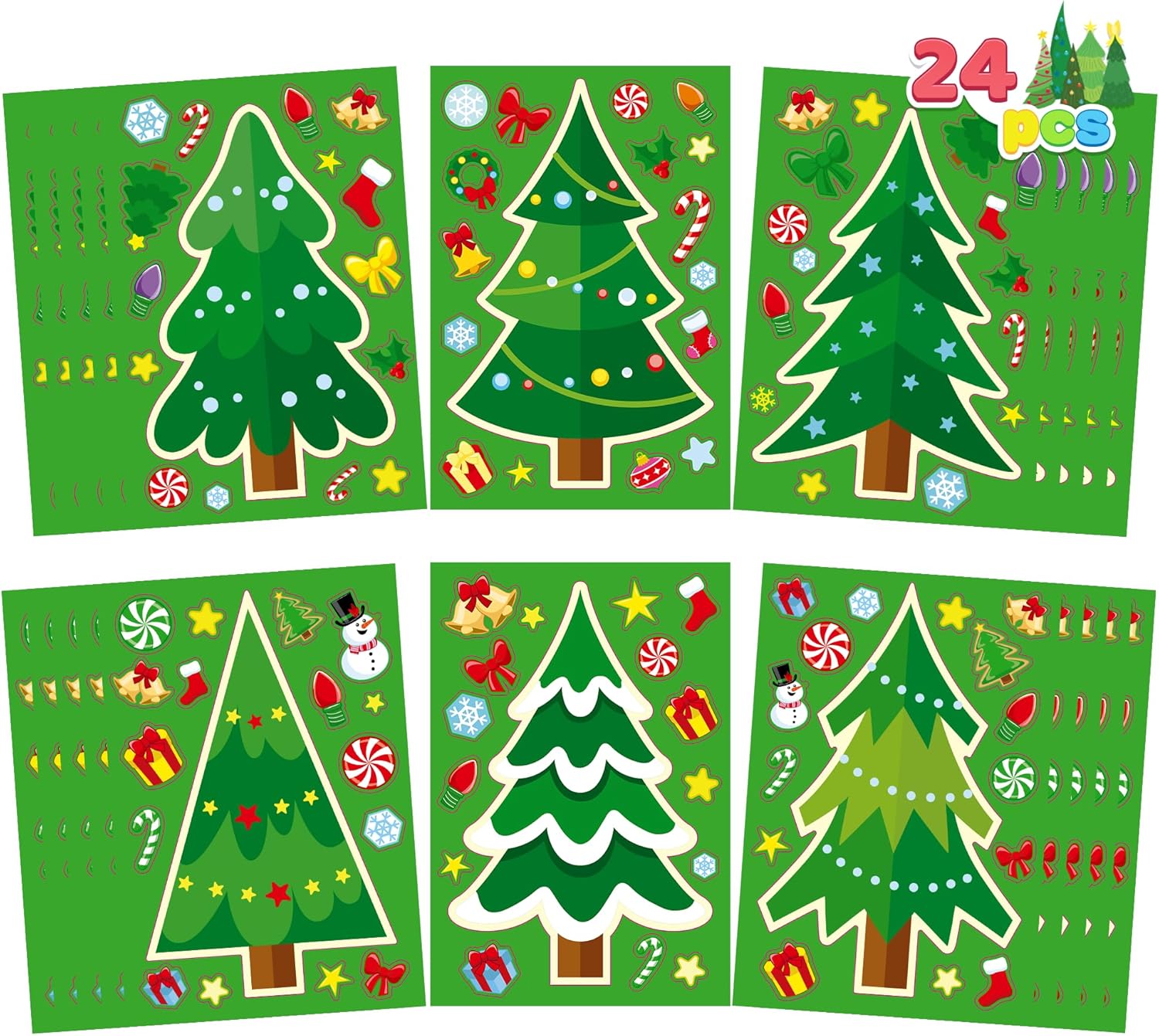 24 Pcs Christmas Tree Stickers, Make Your Own Christmas Tree Stickers Sheets