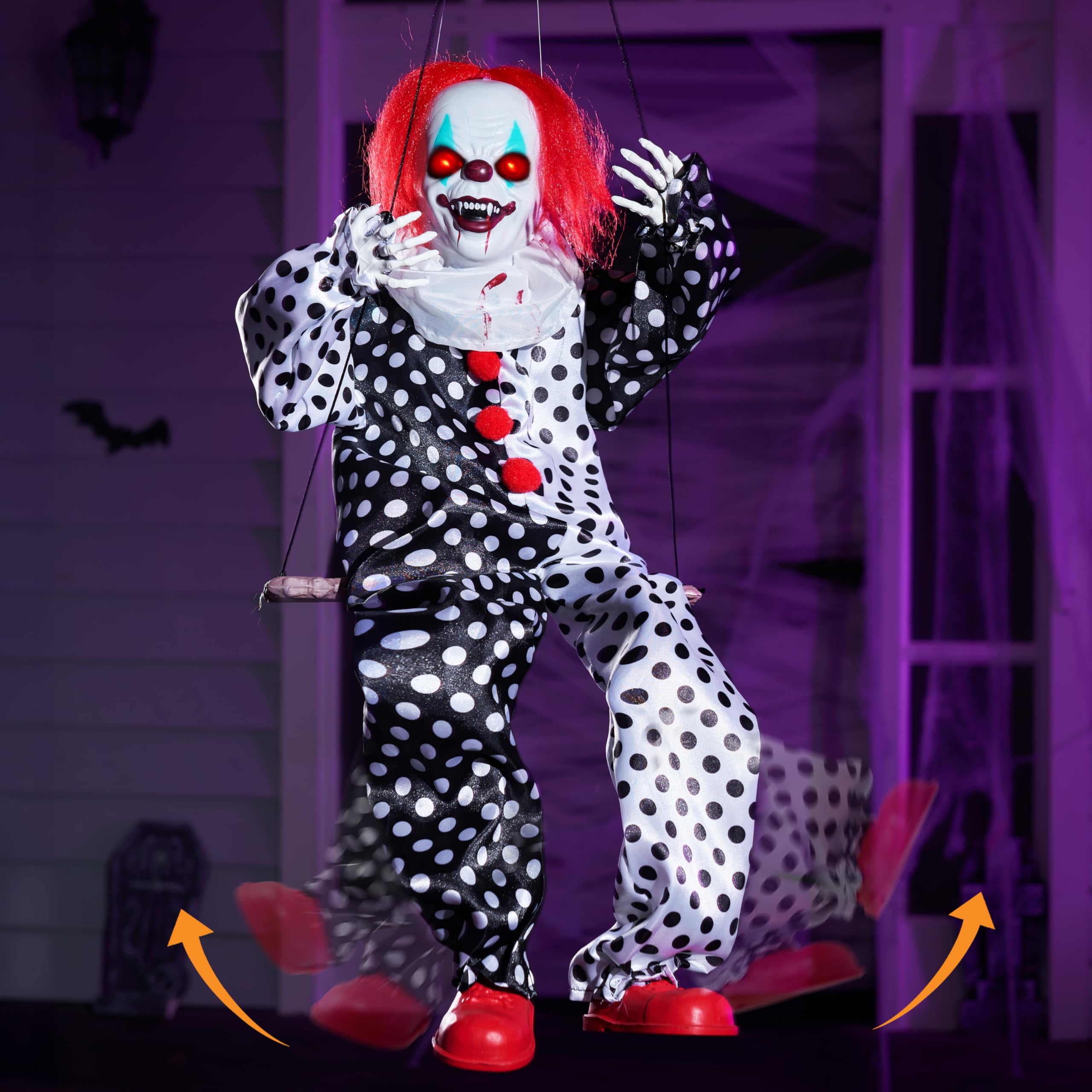 Halloween Hanging Swinging Animatronic Clown