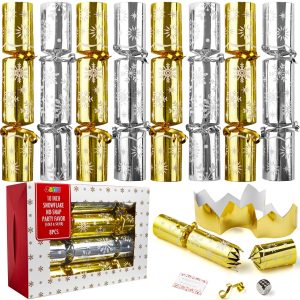 10in Snowflake Christmas No-Snap Party Favor (Gold & Silver), 8 Pcs