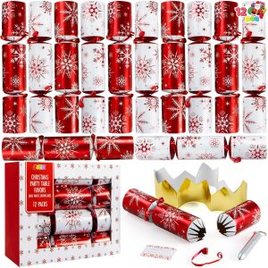 Christmas Party Table Favors (Red White Snowflake), 12 Pack