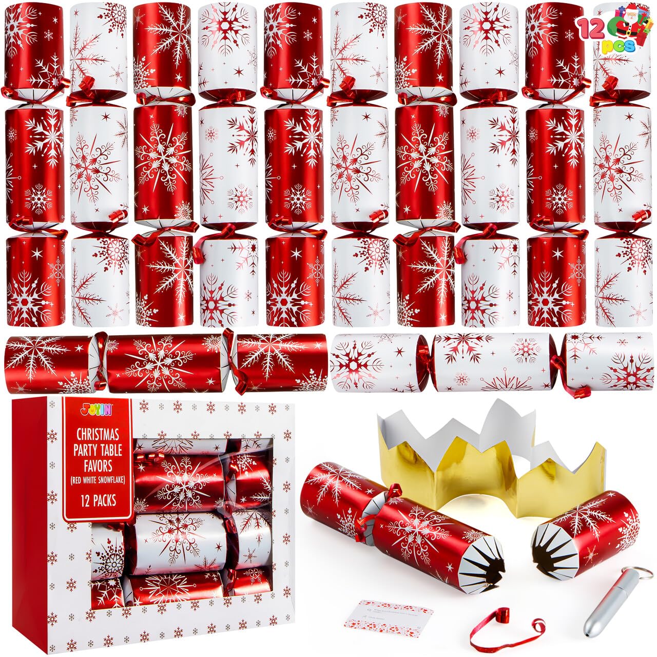 Christmas Party Table Favors (Red White Snowflake), 12 Pack