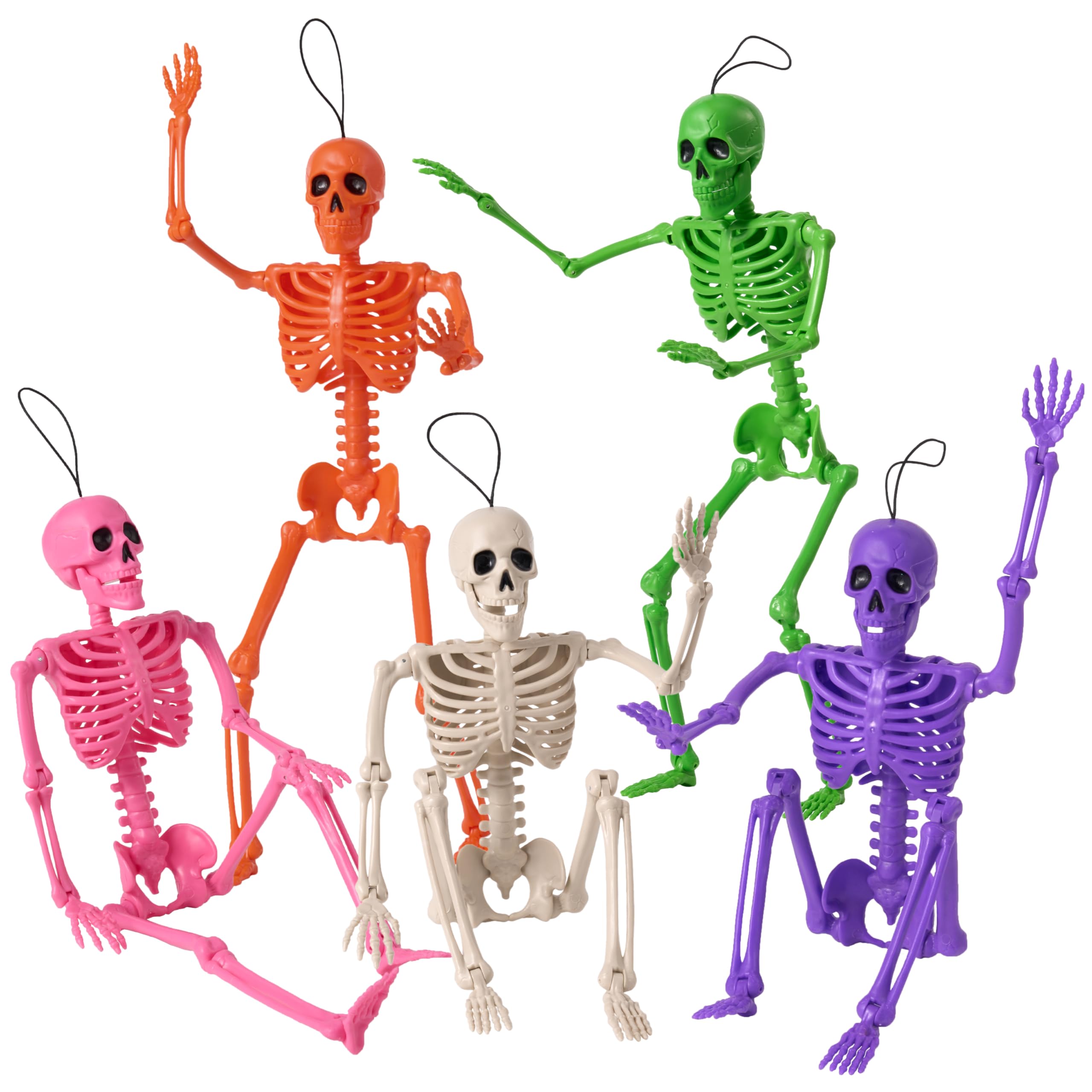5 PCS Posable Halloween Skeleton Decor 16 Inches