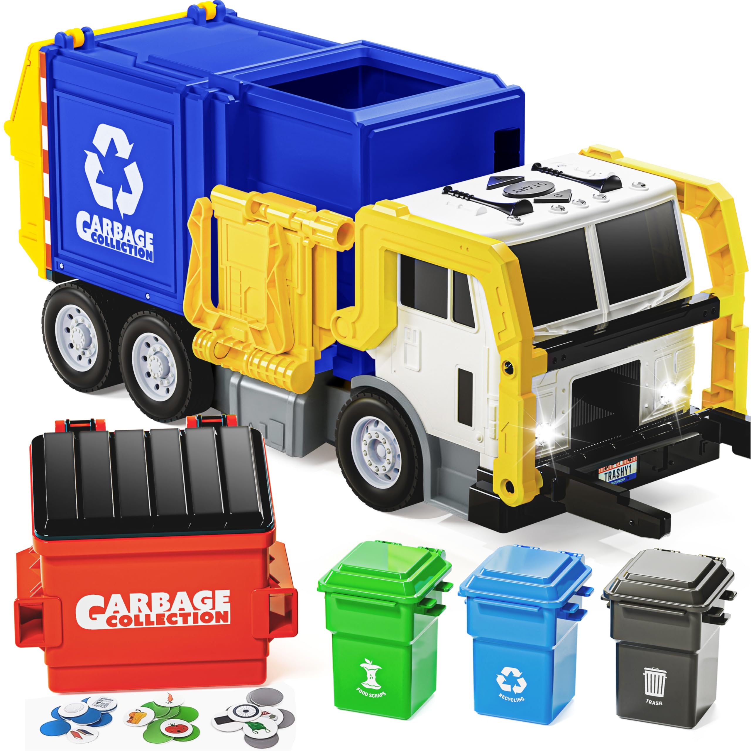 Large Friction Powered Garbage Truck Toy Set
