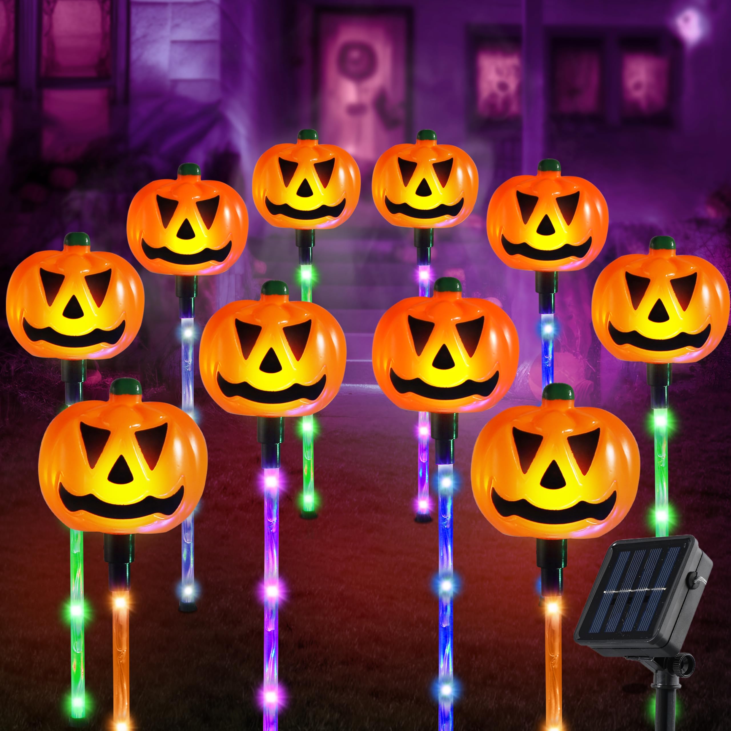 10Pcs Halloween Solar Pumpkin Pathway Lights Decorations - Image 7