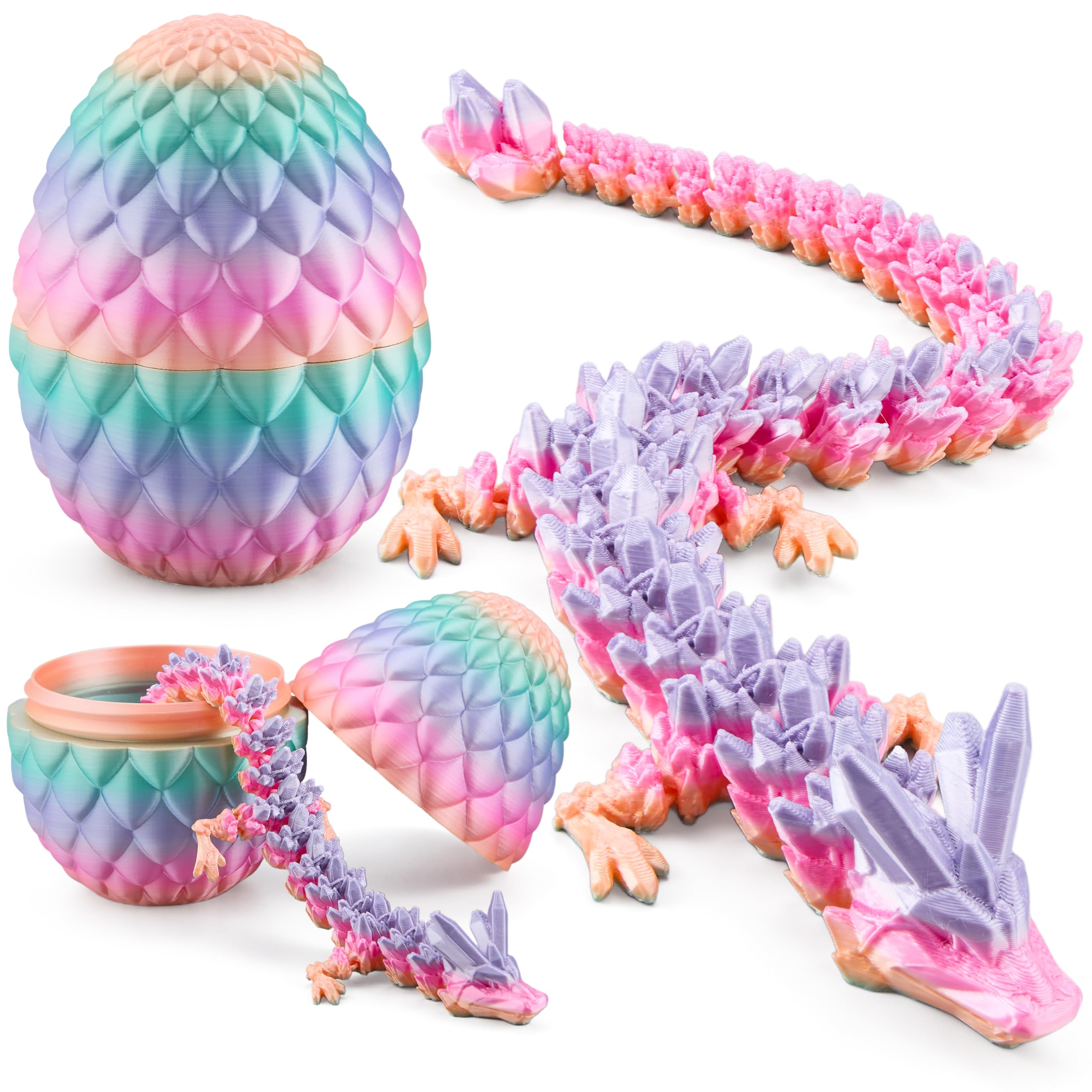 3D Printed Dragon Eggs with 12 Laser Rainbow Dragon Inside