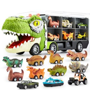 13 in 1 Dinosaur Transport Carrier Truck with Mini Car Set