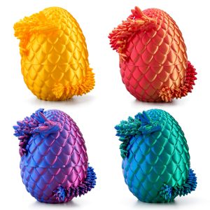 4 Pcs 3D Printed Dragon Eggs with Laser Dragon, Cool Articulated Toys for Kids