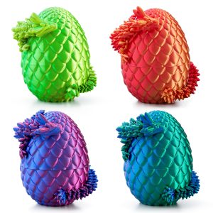 4 Pcs 3D Printed Dragon Eggs with Laser Dragon, Cool Articulated Toys for Kids
