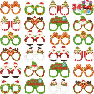 24 Pcs Christmas Paper Eyeglasses