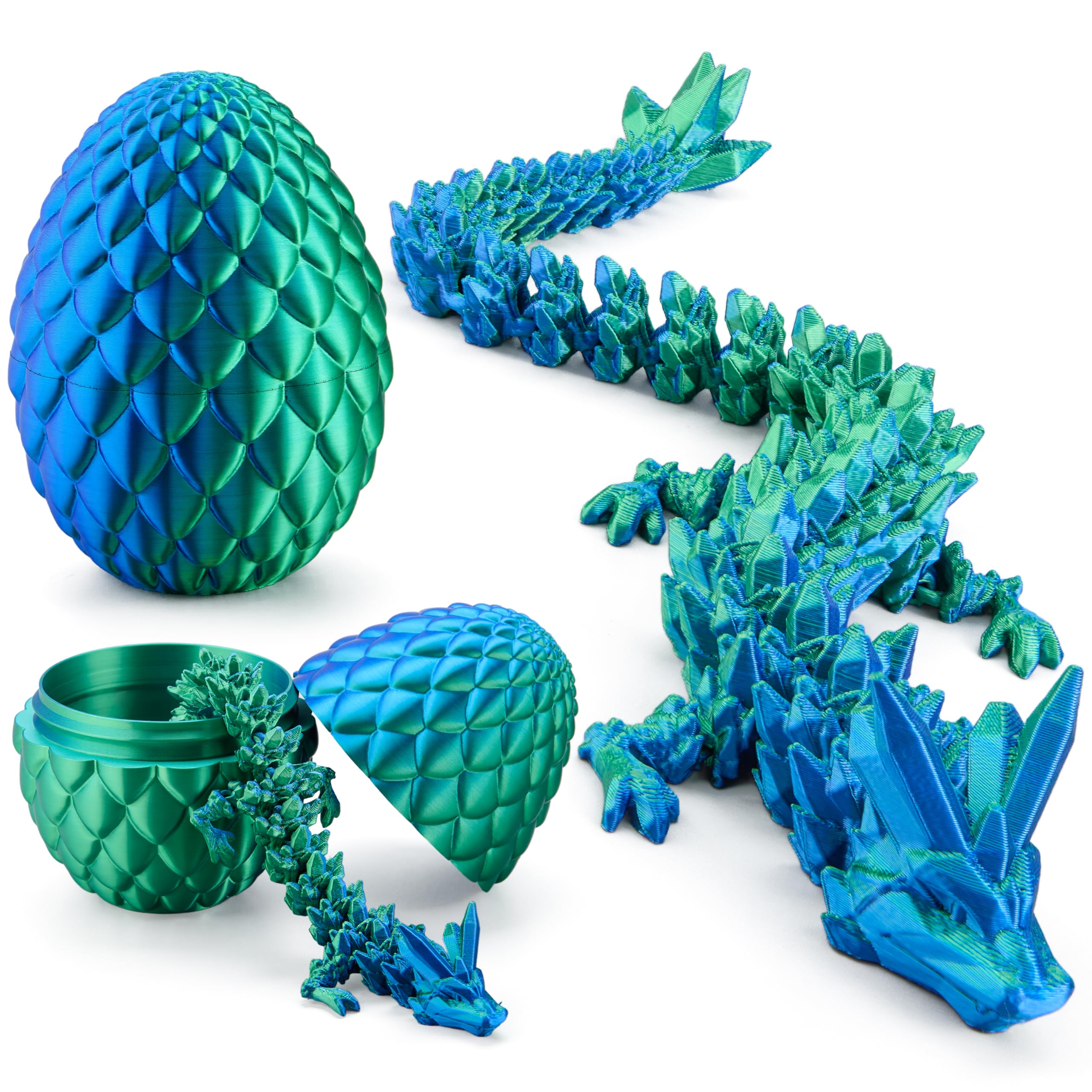 3D Printed Dragon Egg with 12 Laser Blue-Green Dragon Inside