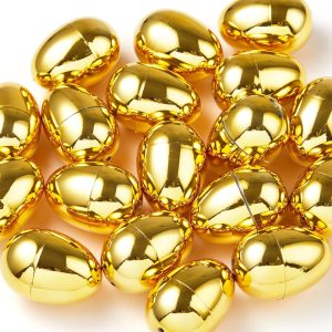 6Pcs Gold Easter Eggs 2.3 Metallic Plastic Empty Eggs Fillable for Easter Hunt