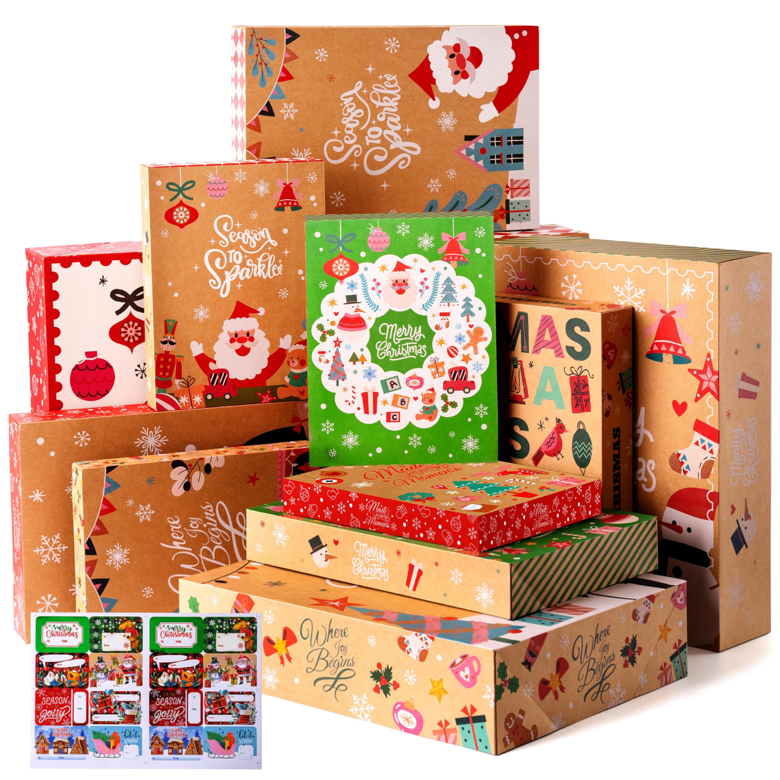 12PCS Christmas Shirt Gift Boxes with Lids for Presents
