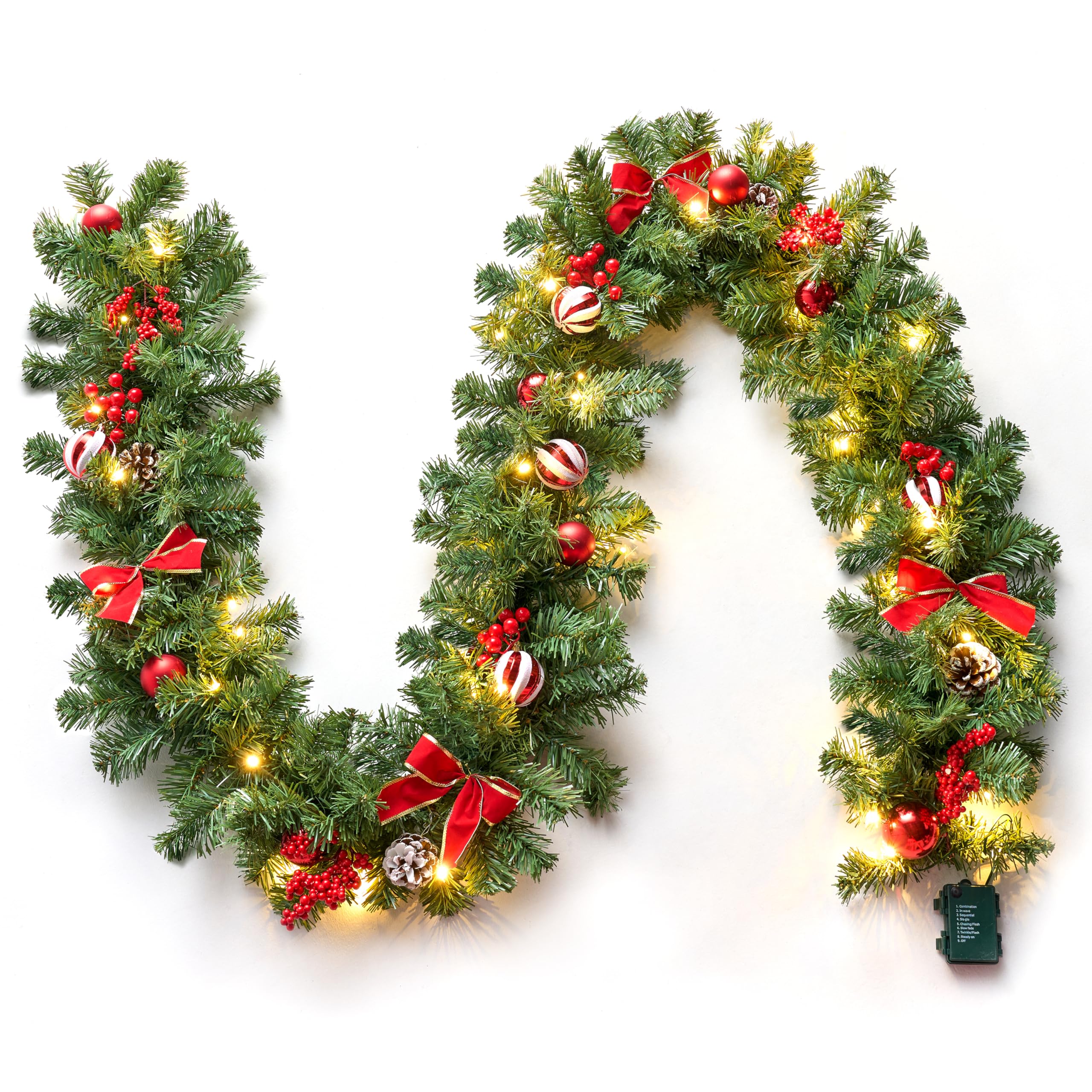 9FT Christmas Garland with Lights - Image 2
