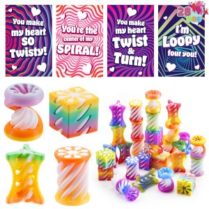 28 Pcs Valentines Day Gift Impossible Spiral Cone Fidget Toy with Valentine Cards