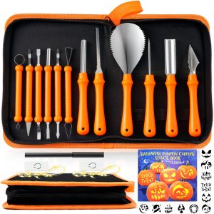 12 Pcs Halloween Pumpkin Carving Kit, Professional Carving Set with Handbag