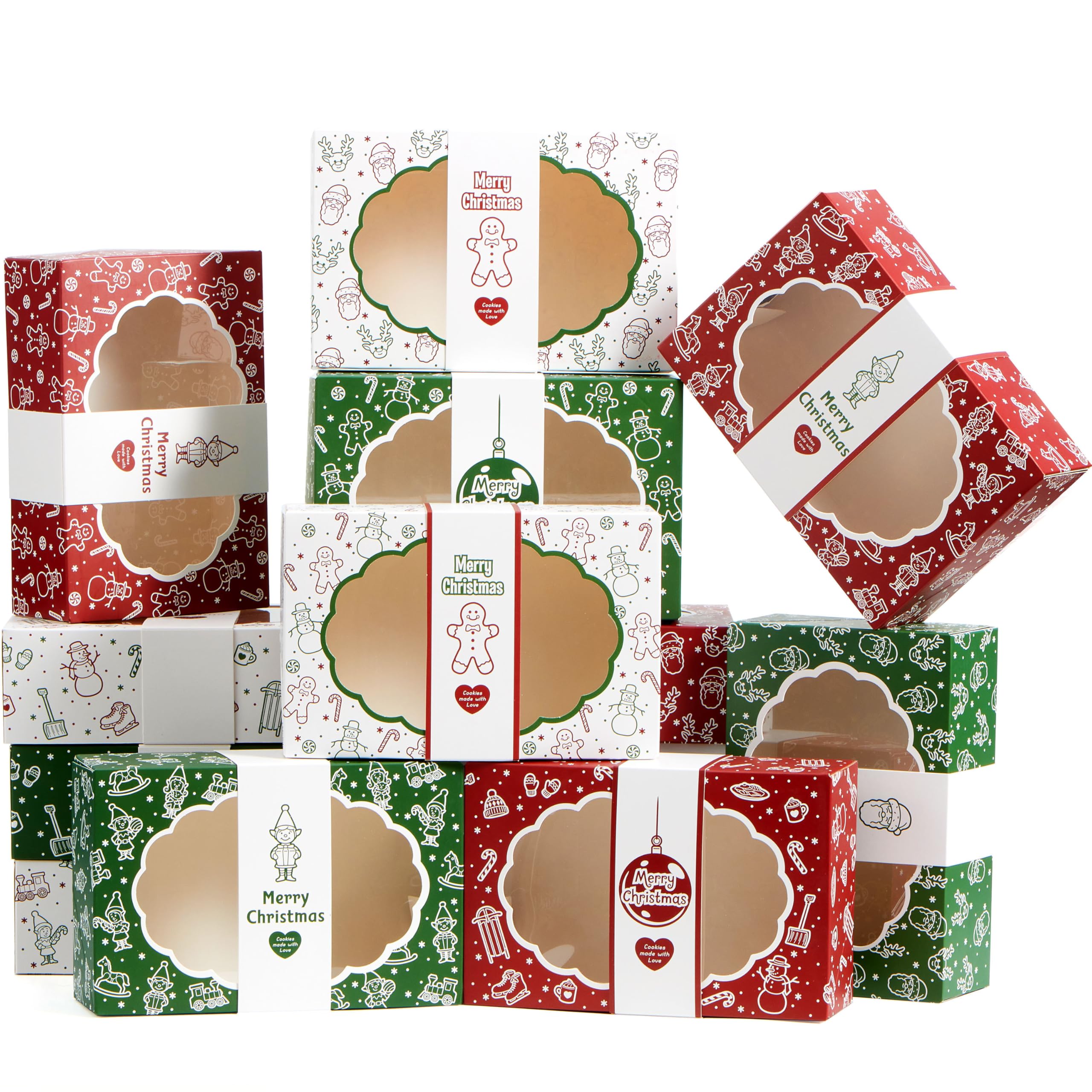 12PCS Christmas Cookie Boxes for Gift Giving