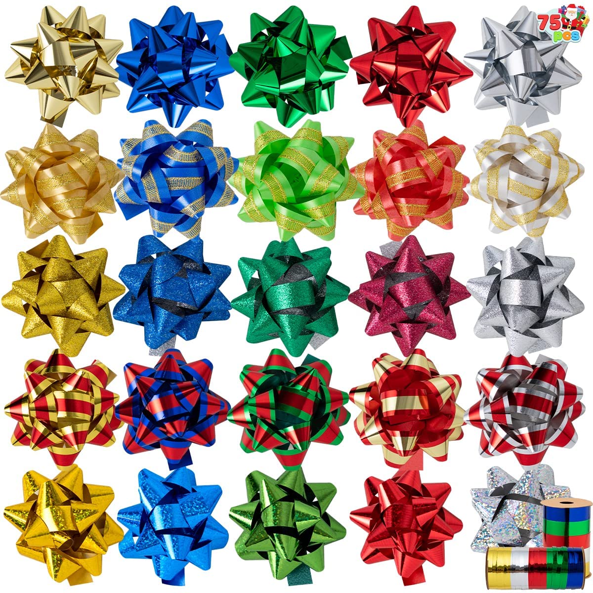 3 inch Christmas Gift Bows, 75 Pcs - Image 2