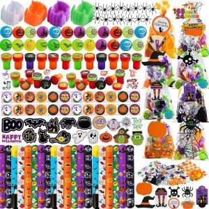 JOYIN 24 Pack Halloween Goodie Bags with 168 Pcs Toys