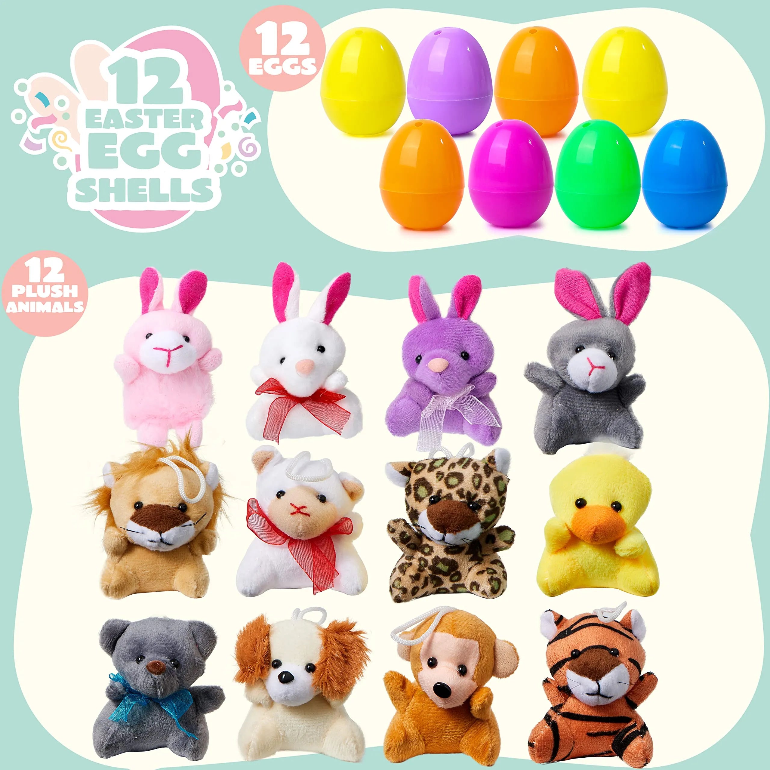 12Pcs Animal Plush Toys Prefilled Easter Eggs 2.5in - Image 2