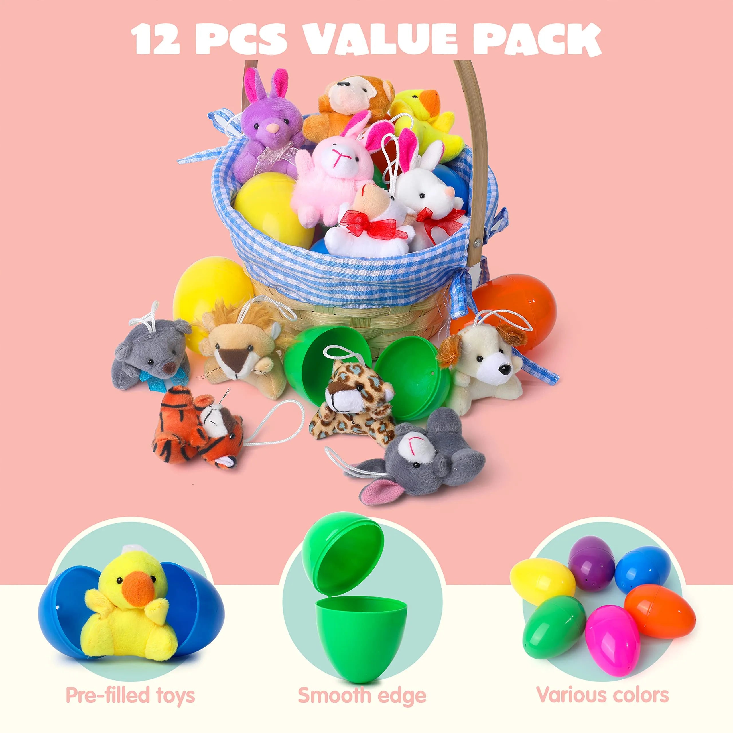 12Pcs Animal Plush Toys Prefilled Easter Eggs 2.5in - Image 3