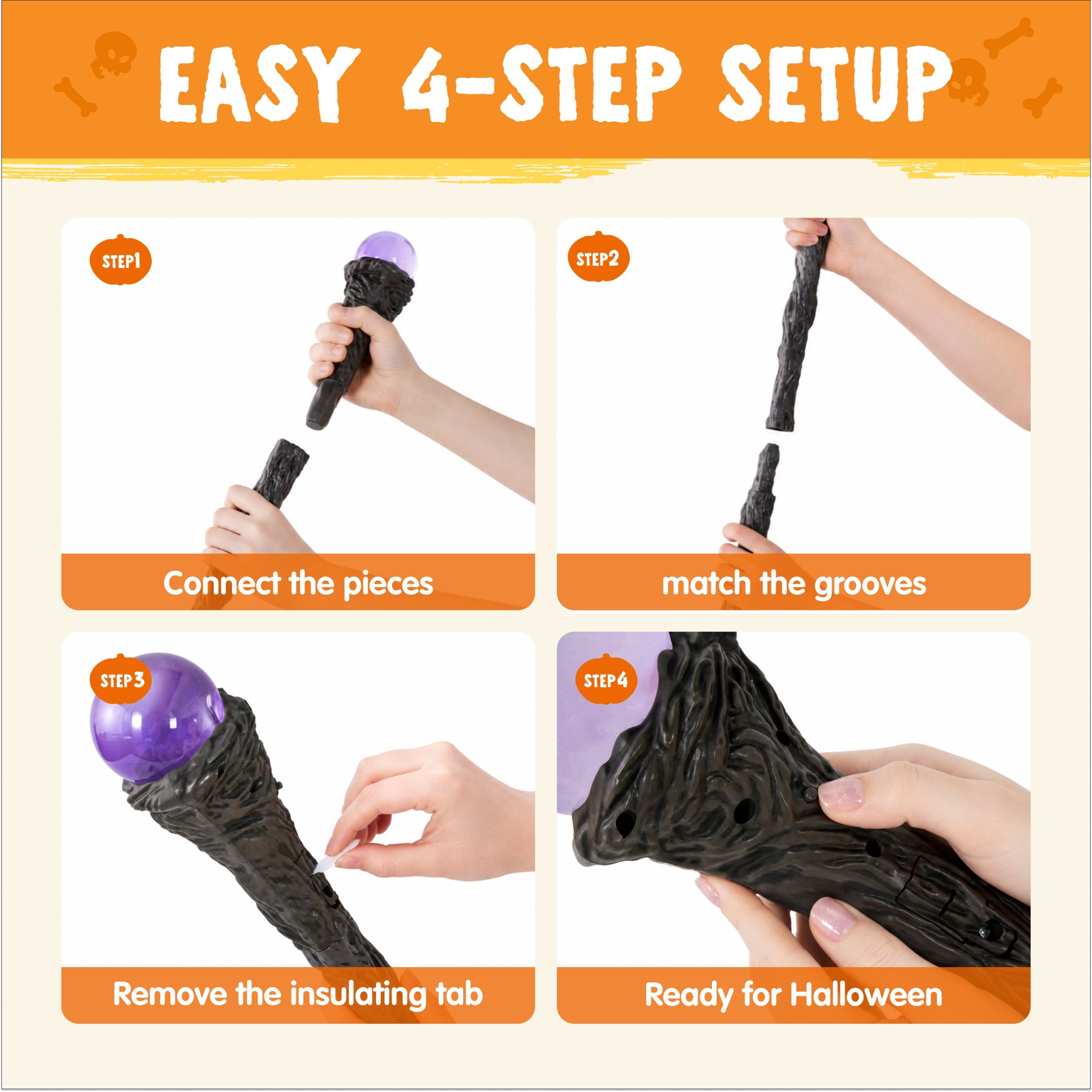 Halloween LED Witch Staff, Light Up Magic Vintage Walking Cane - Image 2
