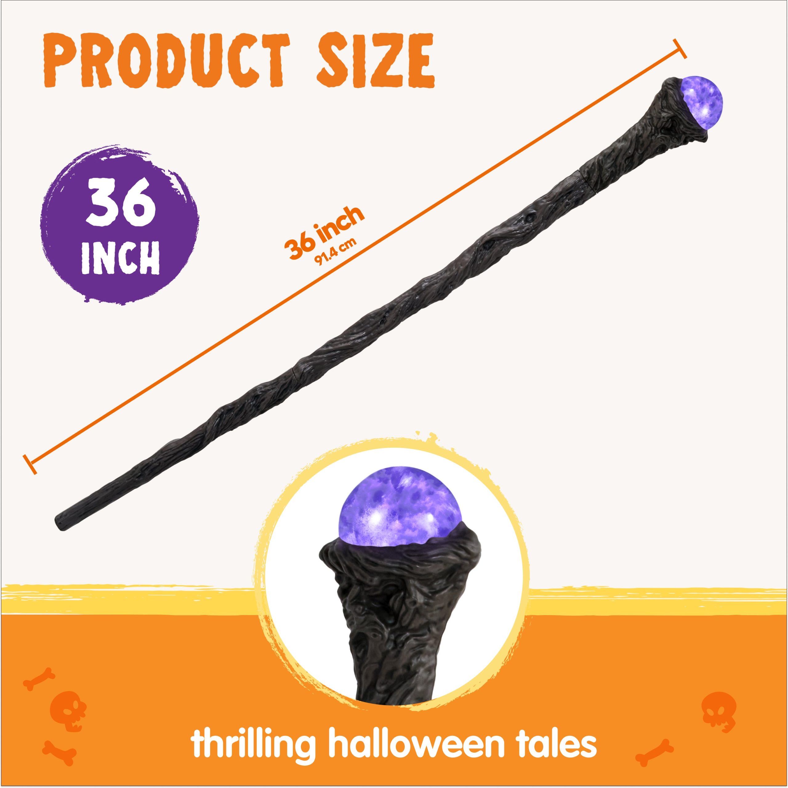 Halloween LED Witch Staff, Light Up Magic Vintage Walking Cane - Image 3