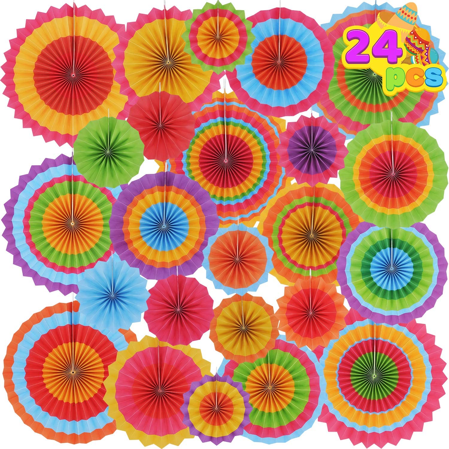 24 Colorful Hanging Paper Fan
