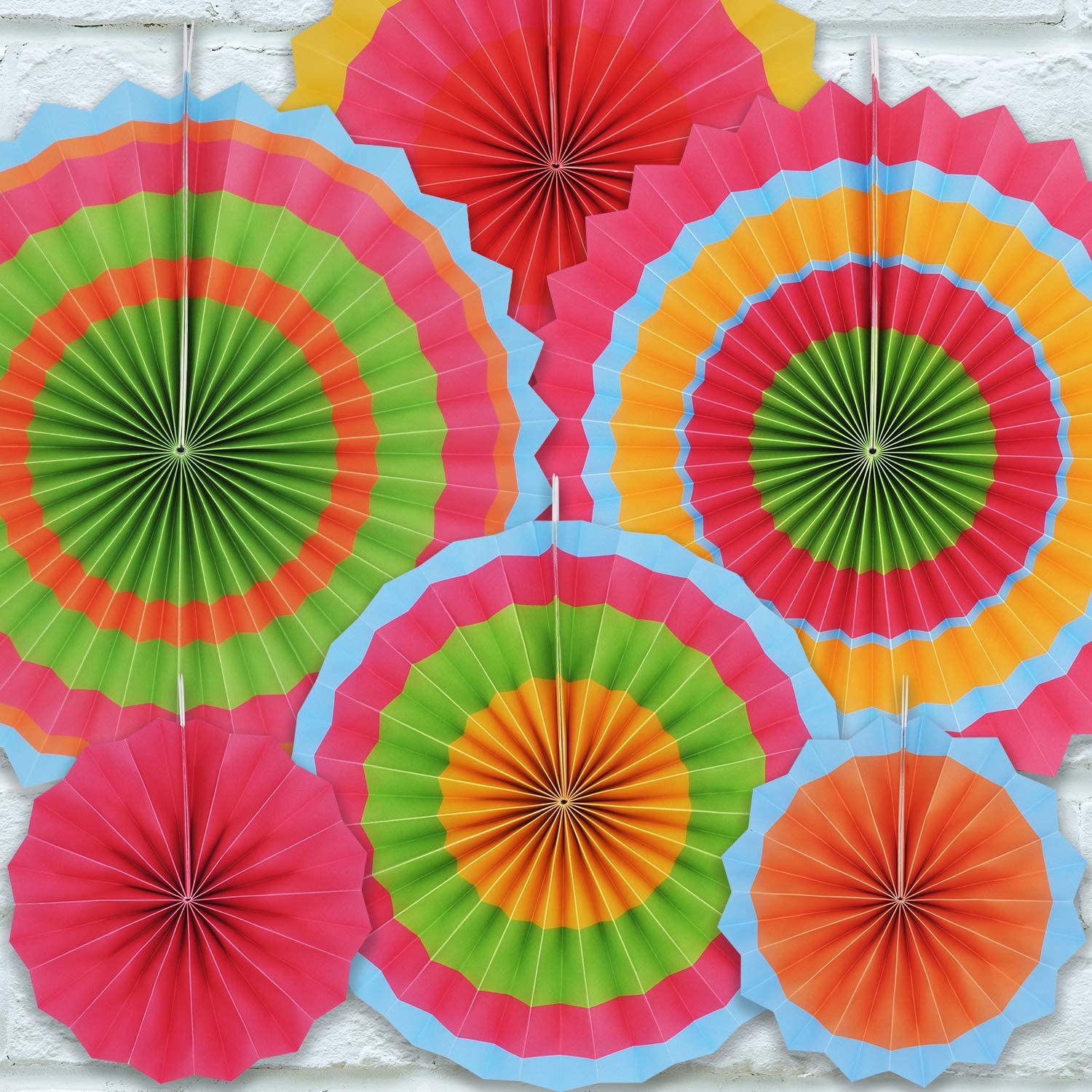 24 Colorful Hanging Paper Fan - Image 2