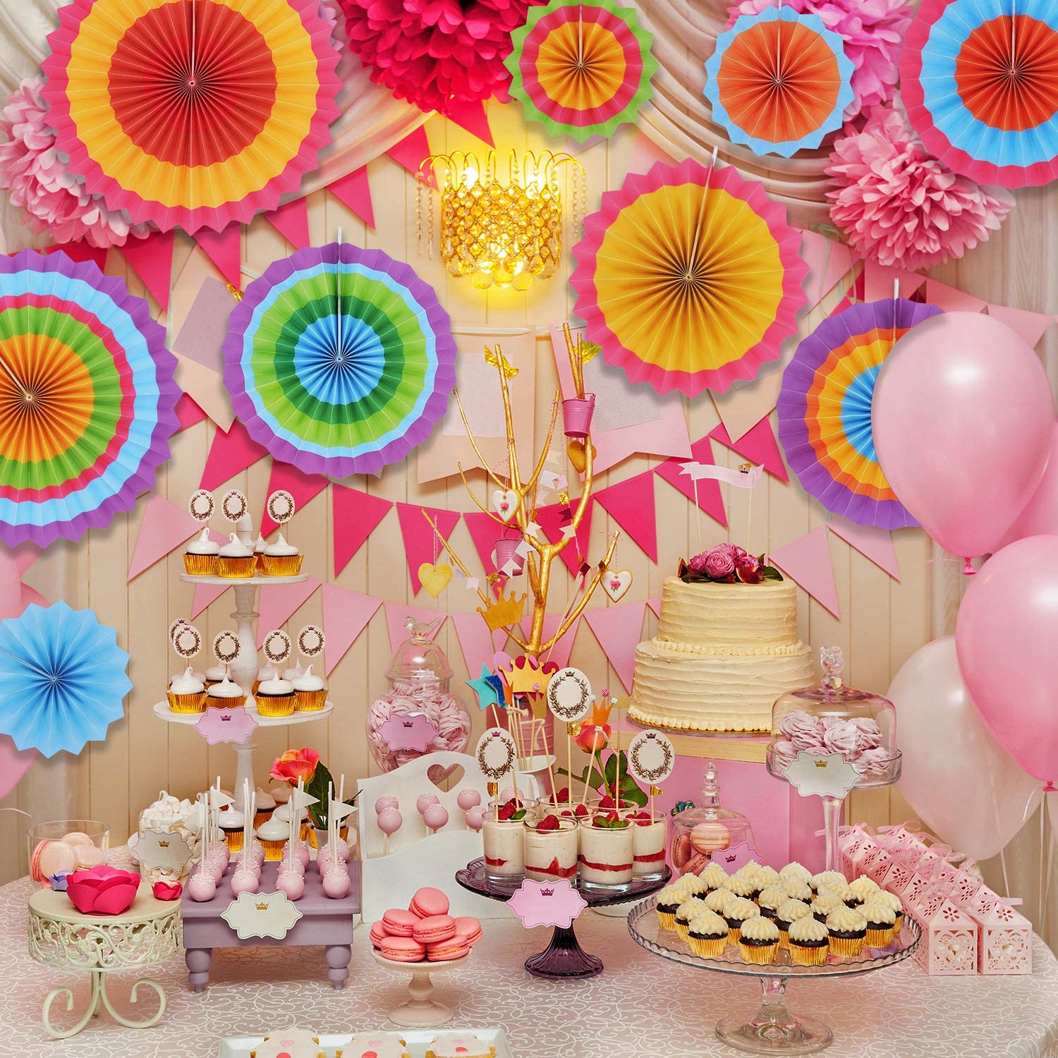 24 Colorful Hanging Paper Fan - Image 4