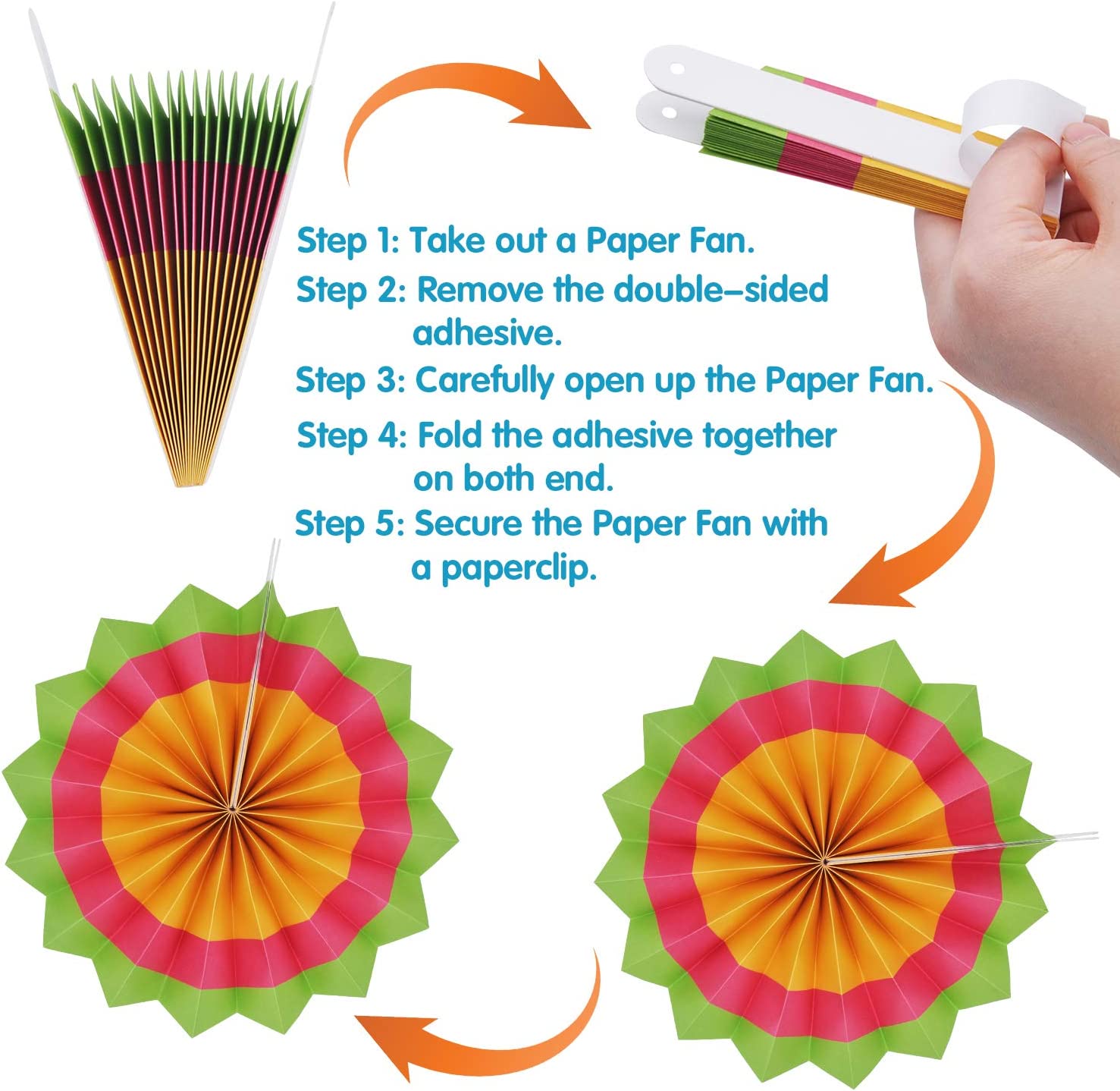 24 Colorful Hanging Paper Fan - Image 6