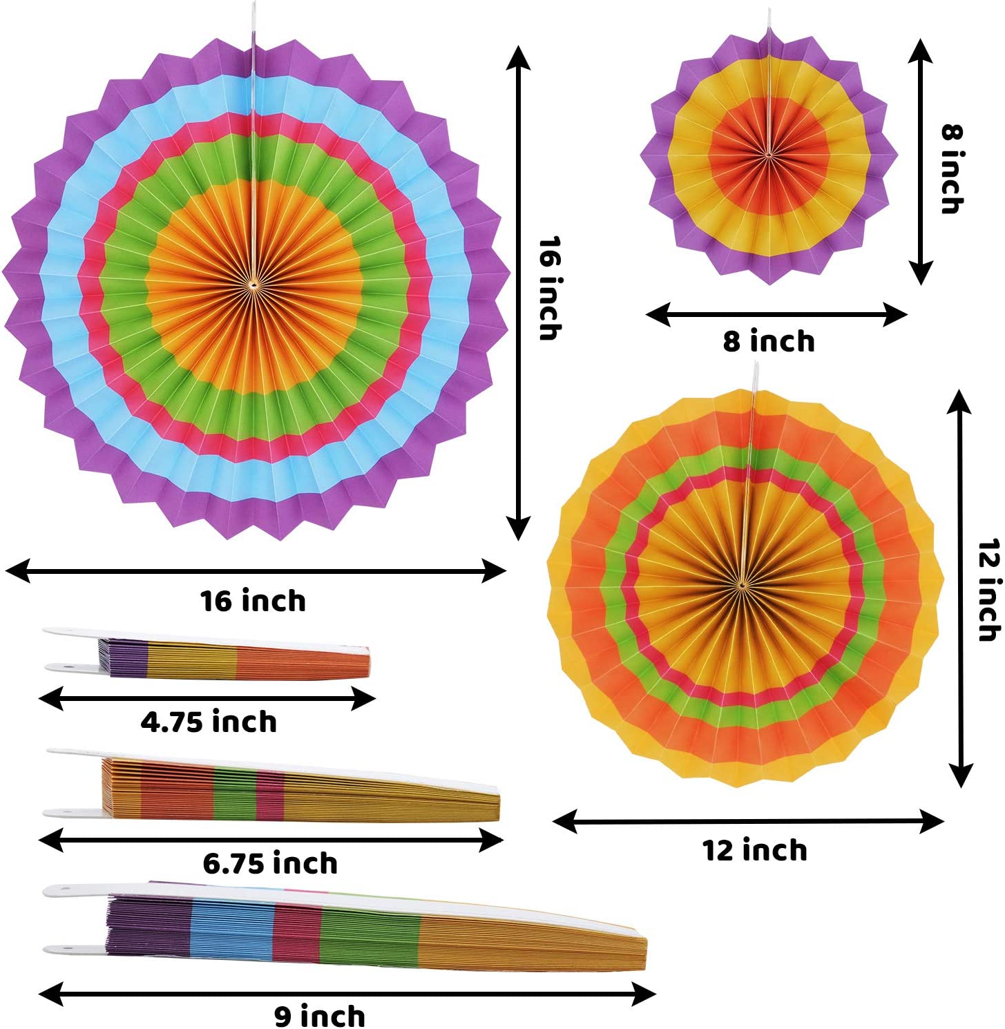 24 Colorful Hanging Paper Fan - Image 7