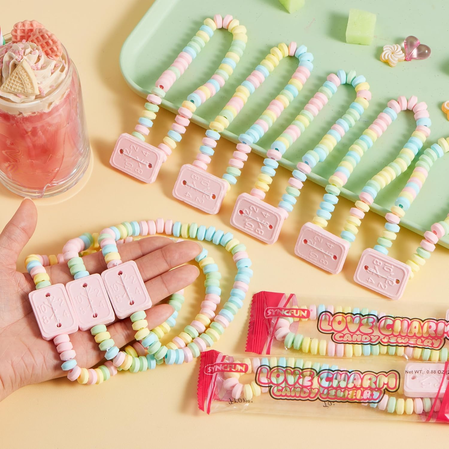 24PCS Valentines Day Bracelet Candy, Individually Wrapped Color Snacks Tiny for Kids - Image 2