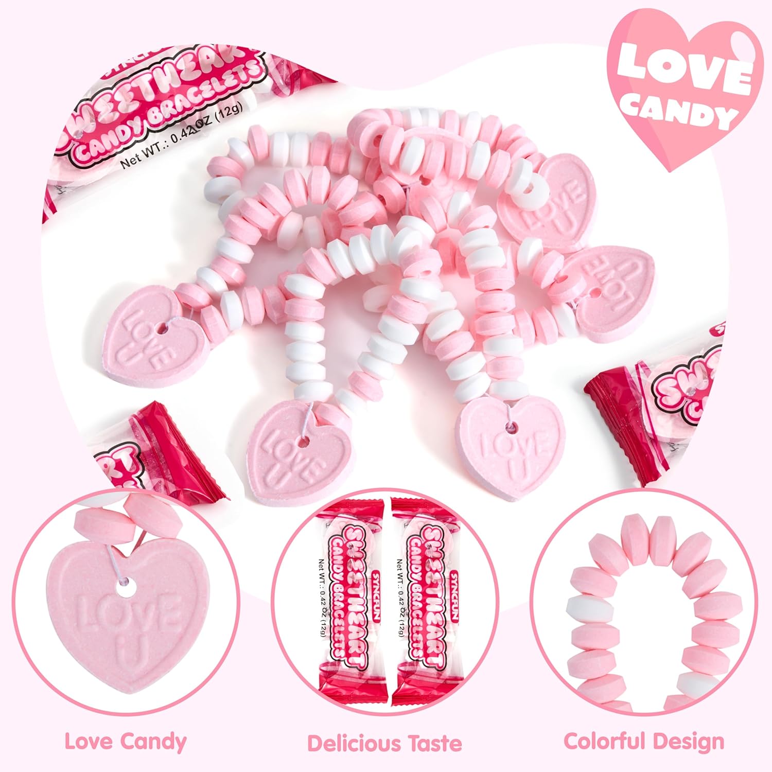 24PCS Valentines Day Candy Bracelets - Party Favor, Holiday Reward - Image 2