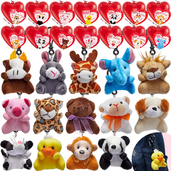 28Pcs Animal Keychains featuring Bulging Eyes with Kids Valentines Cards - Image 13
