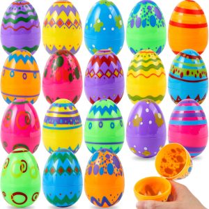 24 Pcs 3.15 Printed Empty Easter Eggs for Hunt & Party