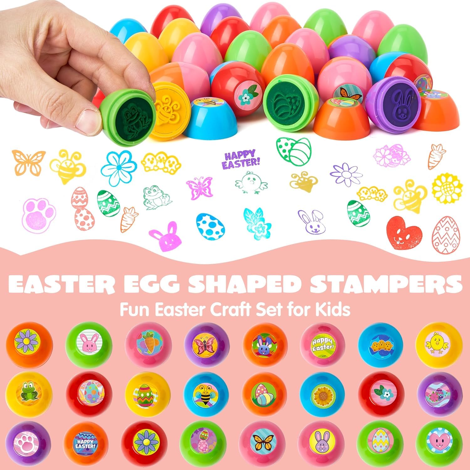 24 Pcs Easter Egg Stampers Toys for Egg Hunt, Party Favors & Classroom Prizes - Image 4